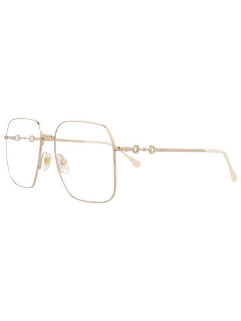 New Gucci Women's Eyeglasses Square Rectangle Metal Frame Unisex Gold Gold